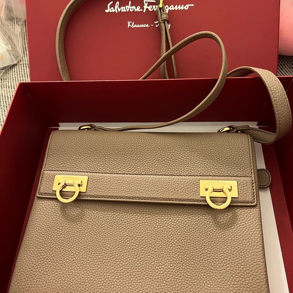 Salvatore Ferragamo Grained Calfskin Mya Flip Lock Shoulder Bag - Picture 3 of 11